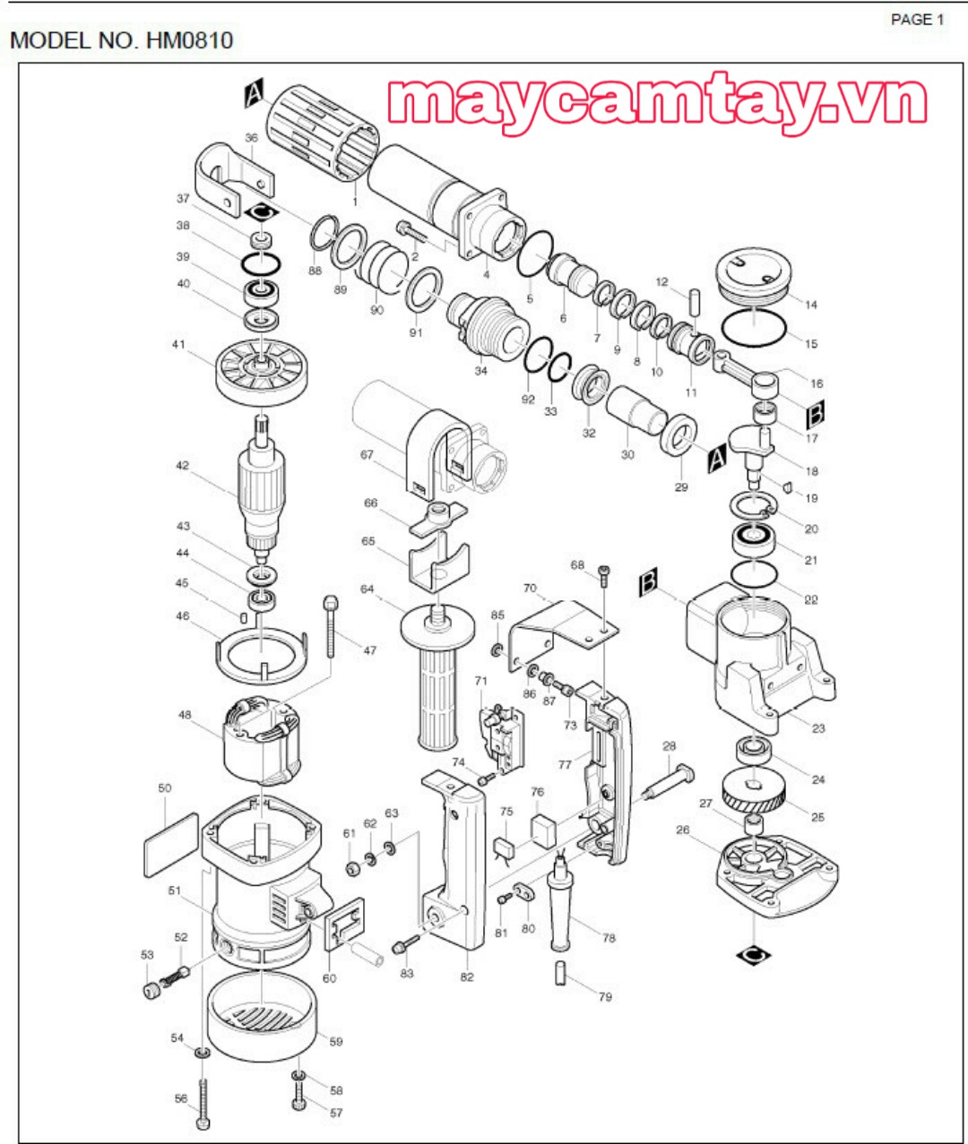 Phụ tùng máy đục makita HM 0810